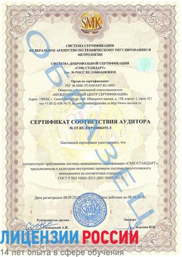 Образец сертификата соответствия аудитора №ST.RU.EXP.00006191-3 Улан-Удэ Сертификат ISO 50001