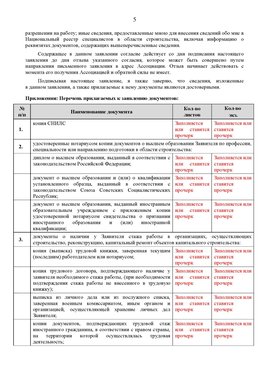 Образец заполнения заявления в НРС строителей. Страница 5 Улан-Удэ Специалисты для СРО НРС - внесение и предоставление готовых